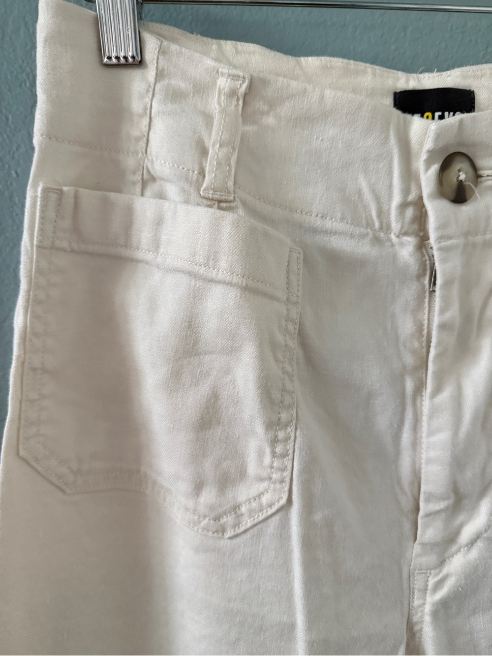 Anthropologie Maeve Colette European Linen Wide Leg Pants Chalk White Size 27 - Picture 5 of 5